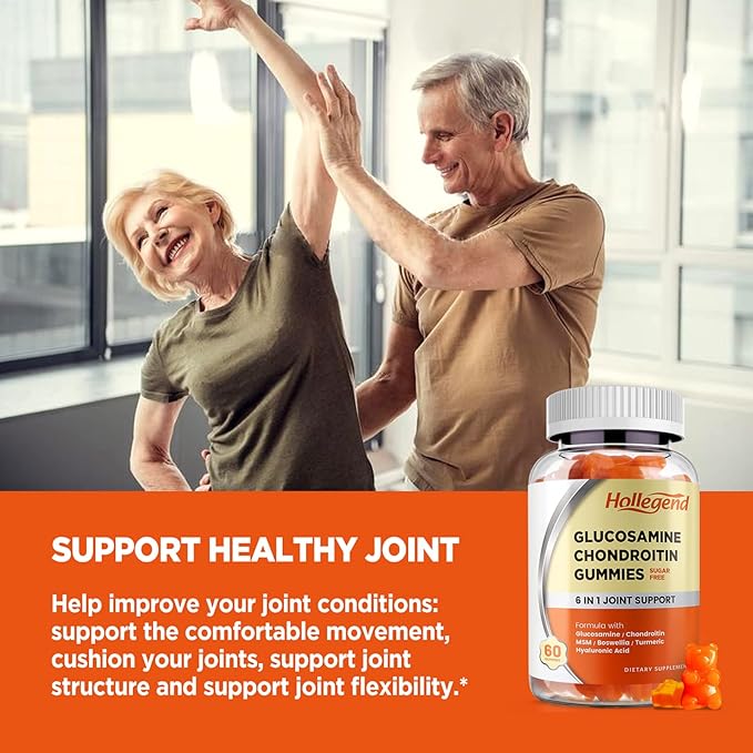 Glucosamine Chondroitin Gummies Sugar Free, Joint Support Gummies Supplements for Adults Men & Women, 1500mg Glucosamine Chewables with MSM Turmeric, 120 Count