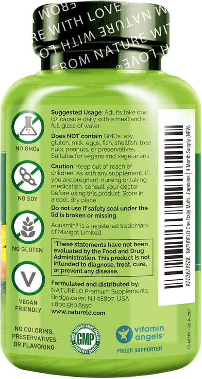 NATURELO Mens Multivitamins for Men 50+ 120 Vegetarian
