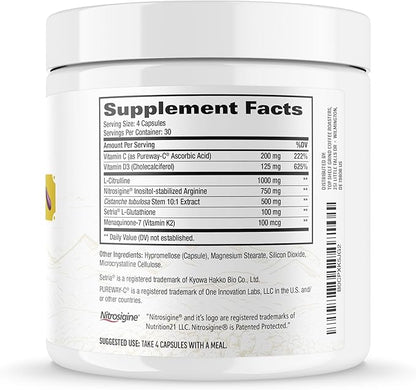 Join Top Shelf Grind Nitric Oxide Supplement for Men 6-in-1, Alpha Blood Flow, Stamina Booster, Strength, Energy, Endurance | 120 Capsules