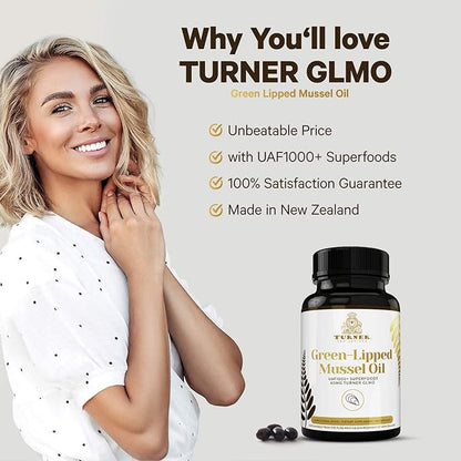 TURNER Omega-3 New Zealand Green Lipped 53x Higher UAF1000+ Super 1 Bottle, 60 Softgels