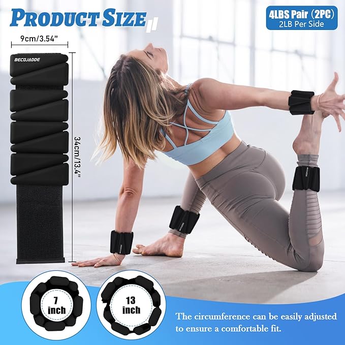 Ankle Weights Set of 2 (1 lb/2 lb/3 lb Each) Adjustable Wrist Weights for Women Men Wearable Arm Leg Weight for Pilates, Running, Walking, Workout, Yoga
