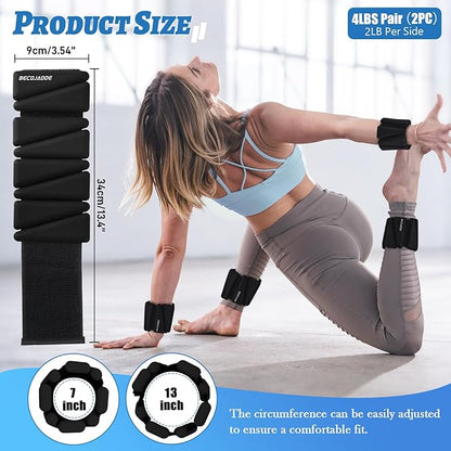 Ankle Weights Set of 2 (1 lb/2 lb/3 lb Each) Adjustable Wrist Weights for Women Men Wearable Arm Leg Weight for Pilates, Running, Walking, Workout, Yoga
