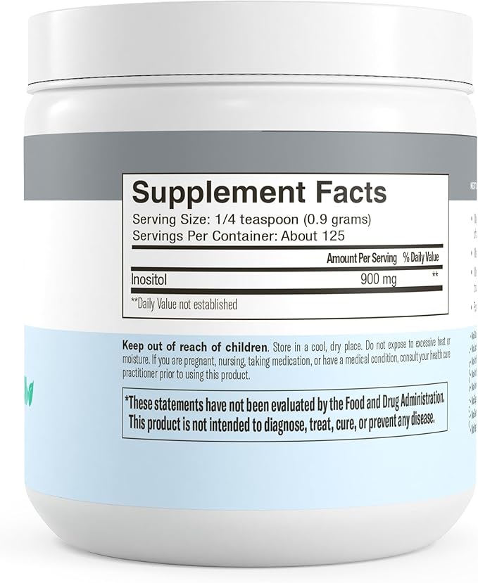 FREEDA Inositol Powder from Myo-Inositol - Hormone Balance for Women - PCOS Supplements for Women - Vitamin B8 Conception, Fertility Support - Myoinositol for Mood Improvement in Men & Women - 4 oz