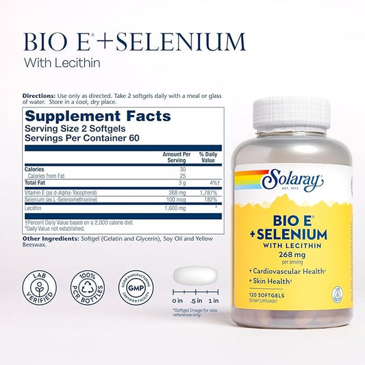 Solaray Bio E with Selenium Supplement, 400iu, 120 120 Count