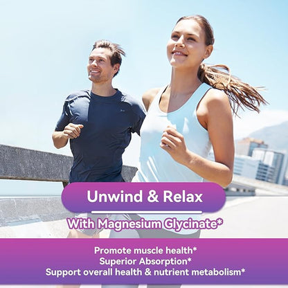 Magnesium Glycinate Gummies 400mg with L-Threonate 200mg - Sugar-Free Magnesium Potassium Supplement with Vitamin D, B6, CoQ10 for Muscle - 60 Mixed Berry Flavored Gummies