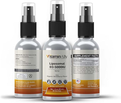 Liposomal Liquid Vitamin D3-5000IU Spray | 2 Month Supply |1 fl oz | Non-GMO | Sugar Free| Gluten Free | Travel Friendly | Supports Bone Health, Immune System and Healthy Mood