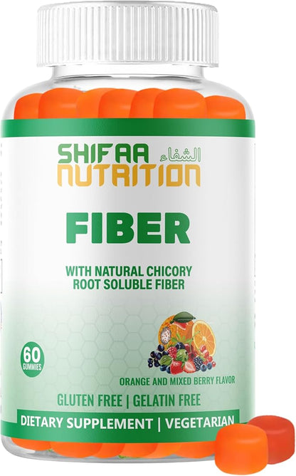 Halal & Gluten Free Fiber Gummies for Kids & Adults | 3g, 30-60 Servings | 60 Gummies | Improves Digestive Health, Immunity & Gut Health | Vegan Prebiotic | Non-GMO, Gelatin-Free