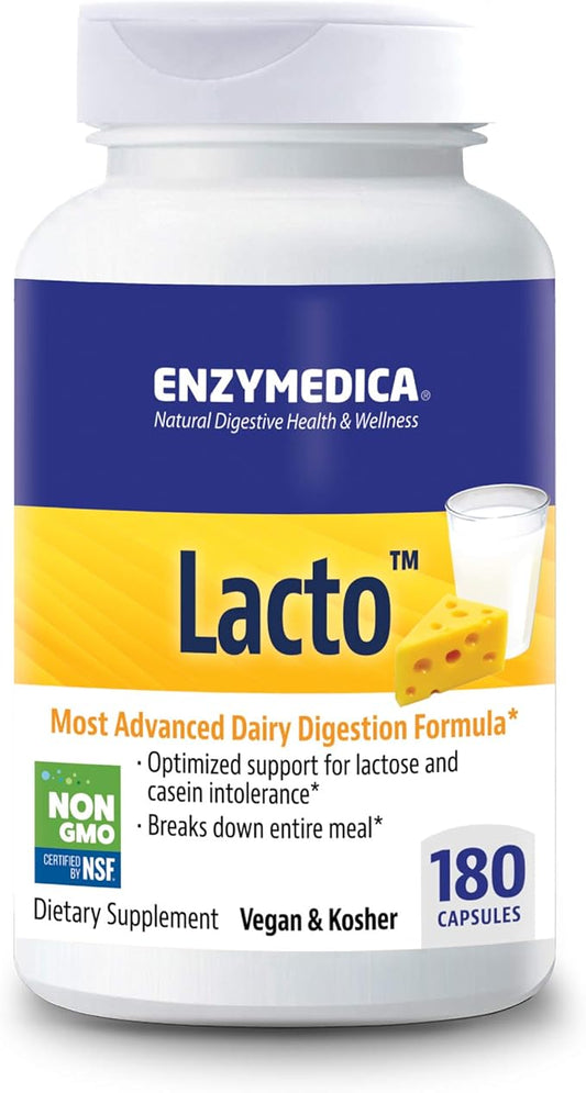 Enzymedica Lacto, Digestive Enzymes for Complete 180 Count
