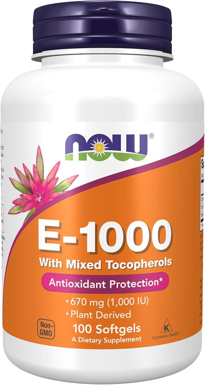 NOW Supplements, Vitamin E-1,000 IU Mixed 100 Softgels