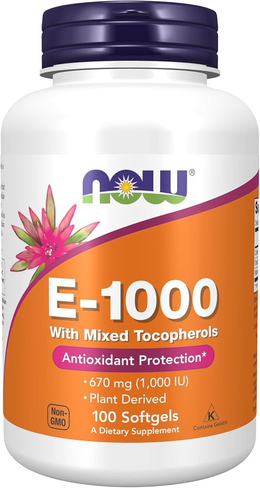 NOW Supplements, Vitamin E-1,000 IU Mixed 100 Softgels