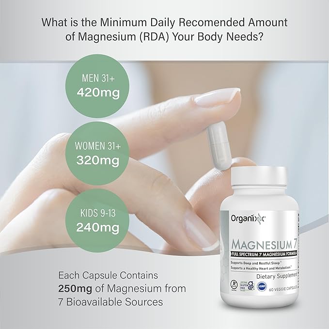 Organixx Magnesium Supplement, Natural Calm Magnesium B6 and (60 Count)