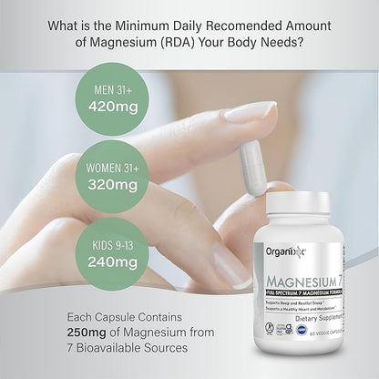 Organixx Magnesium Supplement, Natural Calm Magnesium B6 and (60 Count)