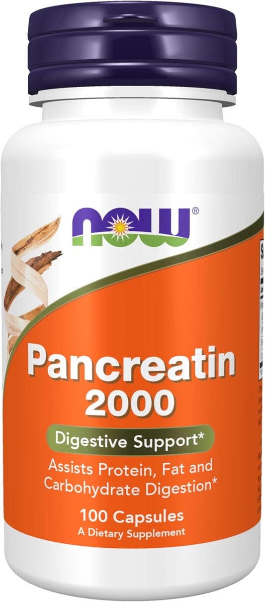NOW Supplements, Pancreatin 10X 200 mg 100 Capsules