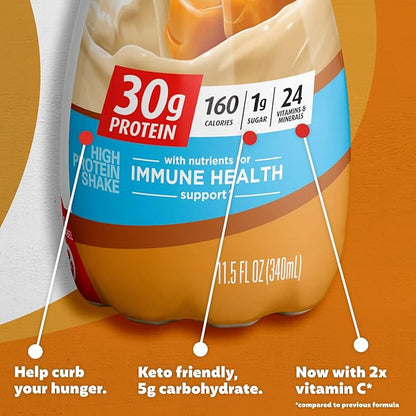 Premier Protein Liquid Protein Shake, Caramel, 30g Protein, 1g Sugar, 24 Vitamins & Minerals, Nutrients to Support Immune Health 11.5 fl oz Bottle (12 Pack)