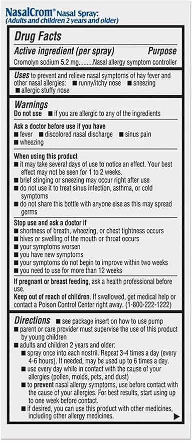 NasalCrom Nasal Spray Allergy Symptom Controller 200 Sprays .88 FL