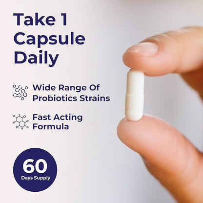 Probiotics for Constipation - Bowel Movement - Bloat and Gas Relief - probiotic Supplement with acidophilus & bifidobacterium - for Men & Women 60 caps