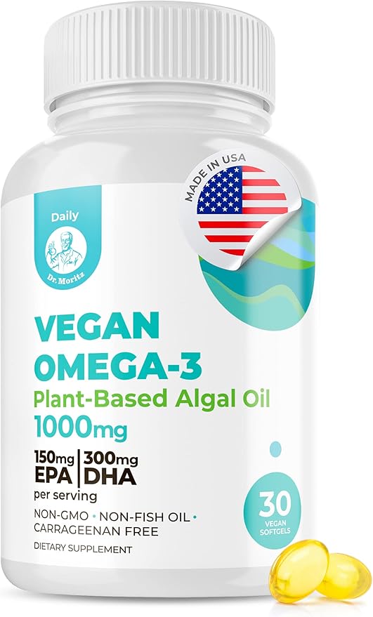 DR. MORITZ Vegan Omega 3 DHA Omega-3 Fatty 1000mg - (30 Count 1))