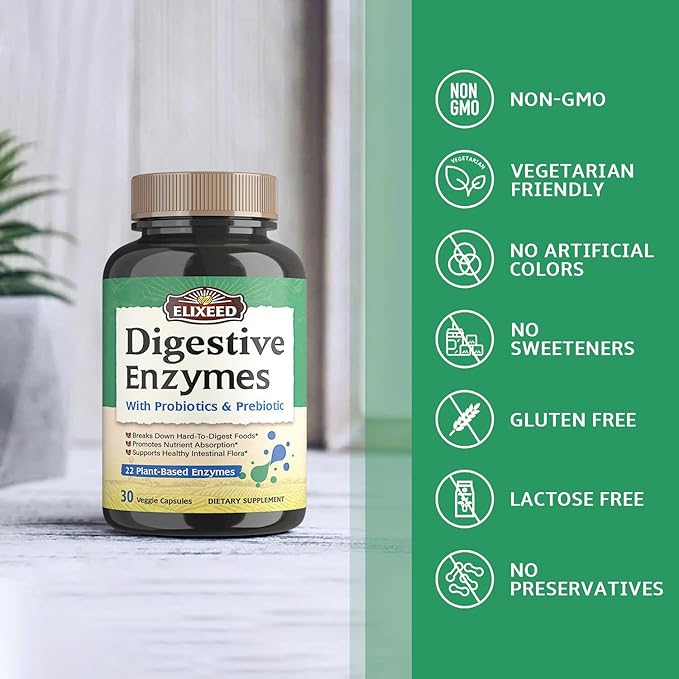 Digestive Enzymes plus Probiotics & Prebiotics, 22 Digestive 30 Caps
