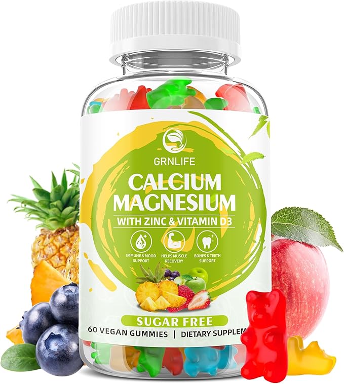 Calcium Magnesium Zinc Supplement with Vitamin D3, Sugar 60 Count