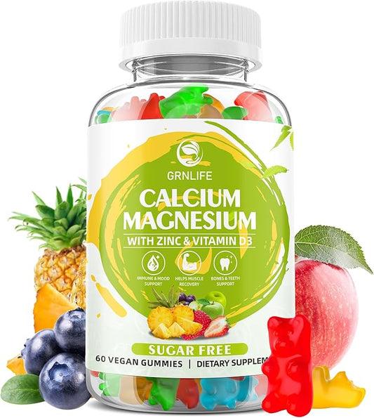 Calcium Magnesium Zinc Supplement with Vitamin D3, Sugar 60 Count