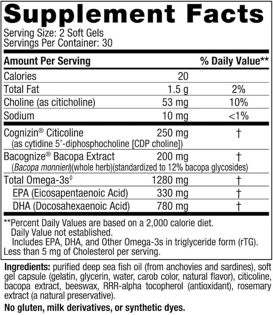 Nordic Naturals Omega Focus, Lemon 60 Soft 1280 mg Omega-3 + 30 Servings