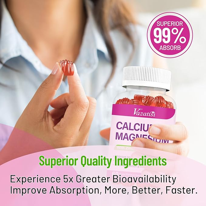 Calcium Magnesium Zinc Gummies with Vitamin D3 & K2, High 120 Gummies…