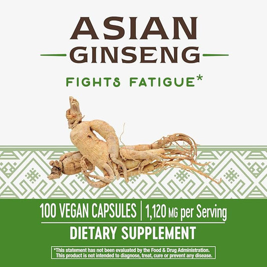 Nature's Way Premium Herbal Asian Ginseng, 1,120mg Per 100 Capsules