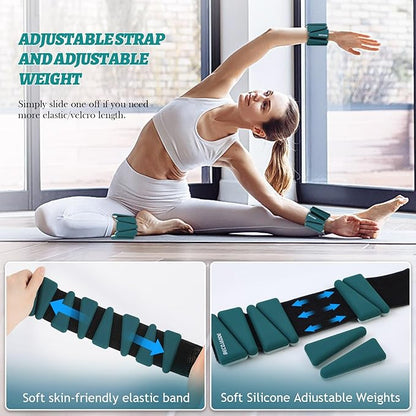 Ankle Weights Set of 2 (1 lb/2 lb/3 lb Each) Adjustable Wrist Weights for Women Men Wearable Arm Leg Weight for Pilates, Running, Walking, Workout, Yoga