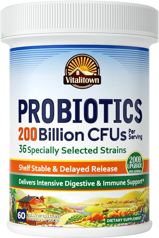VITALITOWN Probiotics 200 Billion CFUs 36 Strains 60 ct