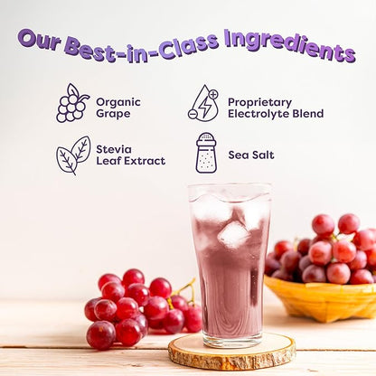 FlavCity Grape Electrolytes Drink Mix, 28 On-The-Go Stick Packs - Healthy Electrolytes Powder Packets Made with Real Fruit - Keto Powdered Drink with No Added Sugar, Gluten-Free