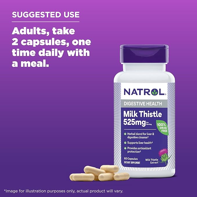Natrol Milk Thistle 525 mg per 60 Capsules, 30 Day
