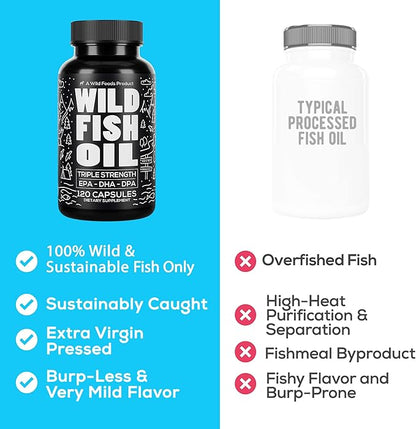Wild Foods Fish Oil Omega 3 Supplements 1600 mg 60 Capsules (1 pk) 30 Servings