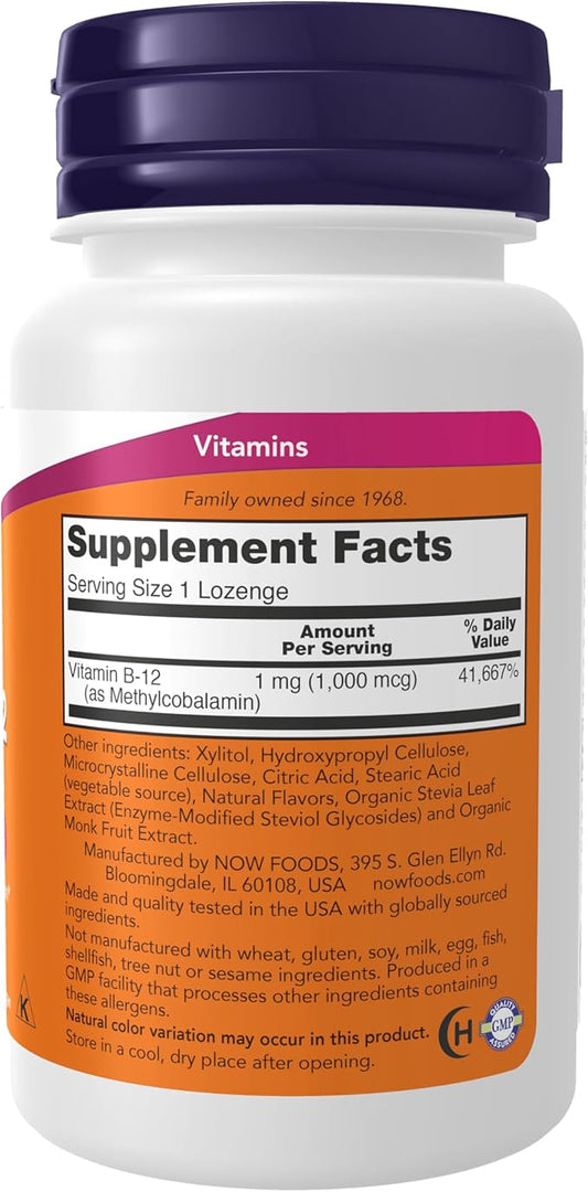 NOW Supplements, Methyl B-12 (Methylcobalamin) 1,000 100 Lozenges