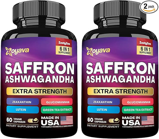Zoyava Saffron Supplements 1000mg Glucomannan 1000mg 1000mg Green 1000mg Lutein 4 Month