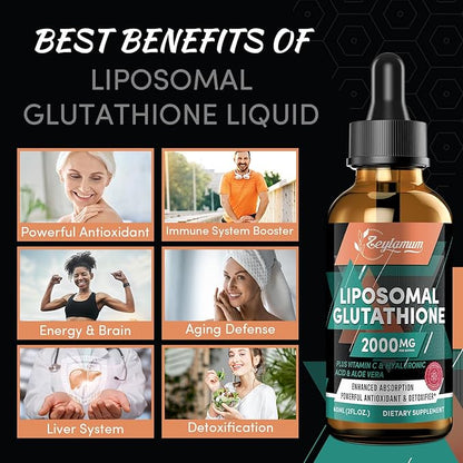 2000MG Liposomal Glutathione Liquid Drops, Enhanced 4.05 OZ
