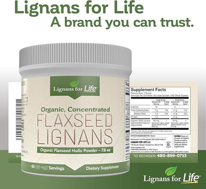 Lignans for Life Natural Ground Flaxseed (60 Servings 80mg per 3 & 6 Fatty 2Pack
