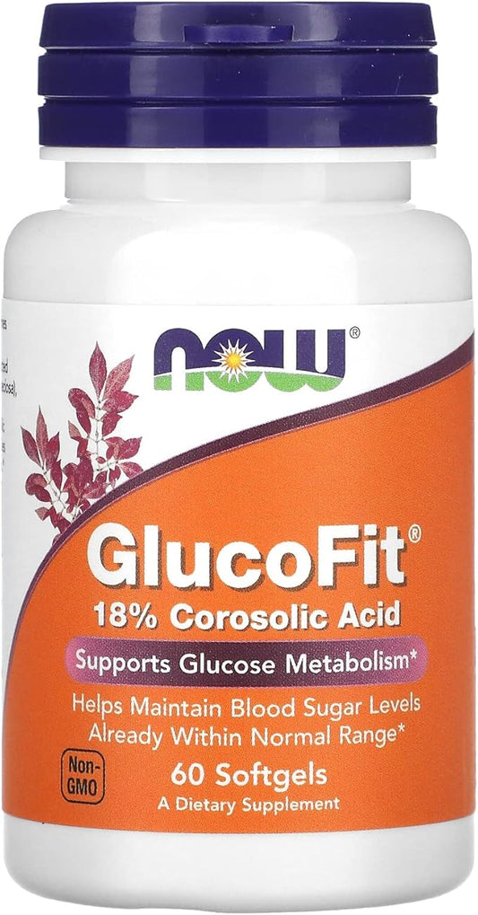 NOW Supplements, GlucoFit® with 18% Corosolic 60 Softgels