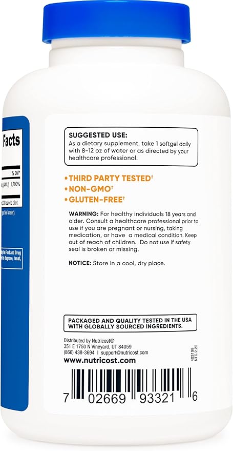 Nutricost Vitamin E 400 IU, 240 (2 Bottles)