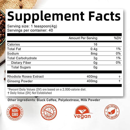 Mutsweet Rhodiola Rosea Instant Coffee Mix 40 Servings,
