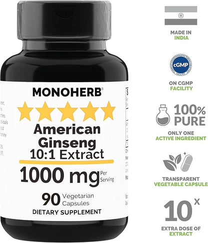 American Ginseng Extract 1000 mg 90 Vegetarian