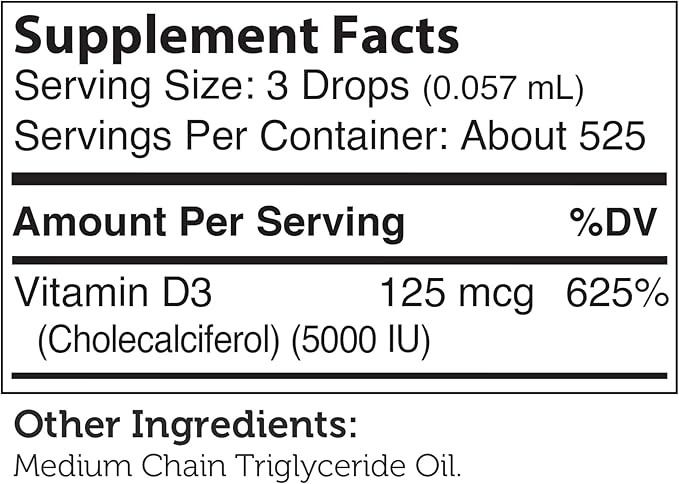 Zahler Liquid Vitamin D3 5000 IU Liquid Drops - Vitamin D3 Liquid Drops for Adults Bone & Immune Health - Liquid D3 Vitamin D - Liquid Vitamin D Drops - Vitamin D Supplements for Women & Men (1 fl oz)