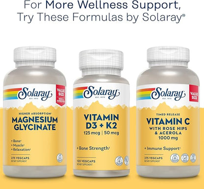 Solaray Mega Vitamin B-Stress, Timed-Release Vitamin B Complex with 1000 mg of Vitamin C for Stress, Energy, Red Blood Cell & Immune Support, 60 Day Guarantee, Vegan, 40 Servings, 120 VegCaps