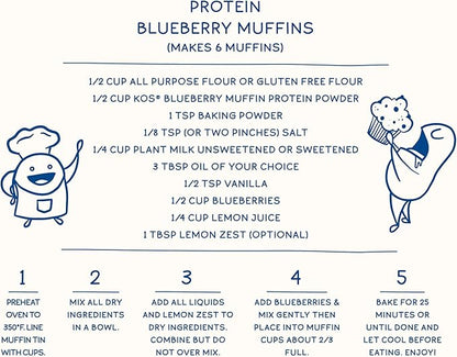 KOS Plant Based Protein Powder, Blueberry Muffin 15 Servings