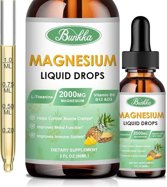 Magnesium Glycinate Supplement, Magnesium Liquid Drops 500mg Magnesium 30 Day