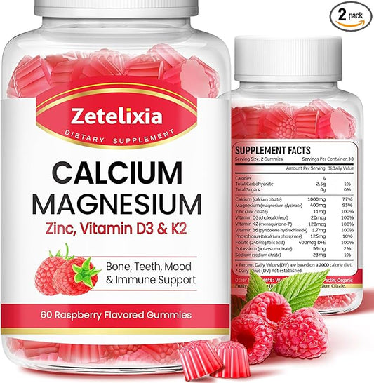 Sugar Free Calcium Gummies for Women D3 & K2, Calcium 120 Count