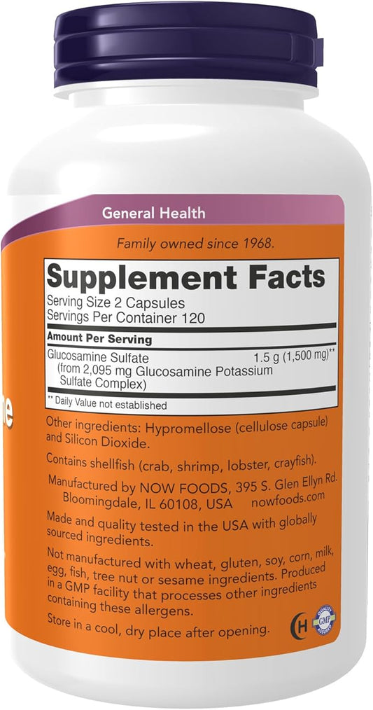 NOW Supplements, Glucosamine Sulfate 750 mg, 240 Veg