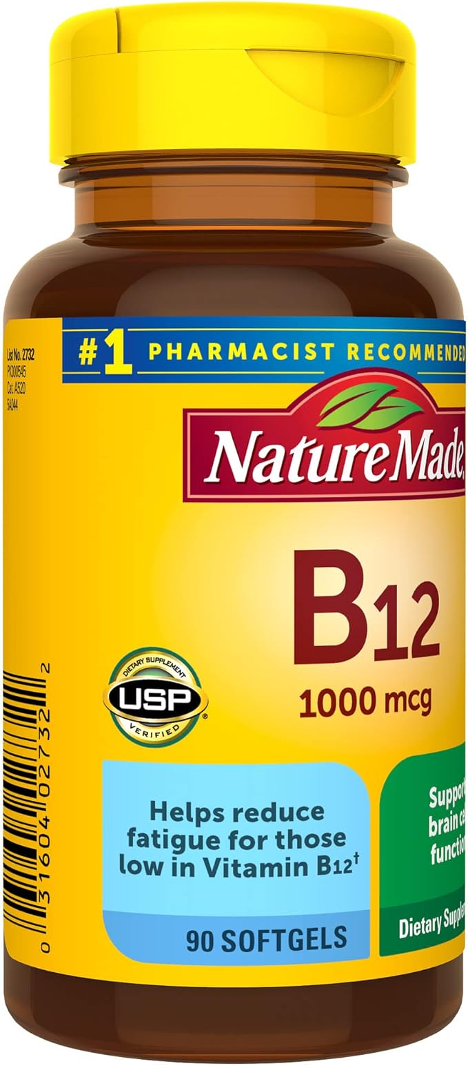 Nature Made Vitamin B12 1000 mcg, 90 Softgels, 90 Day