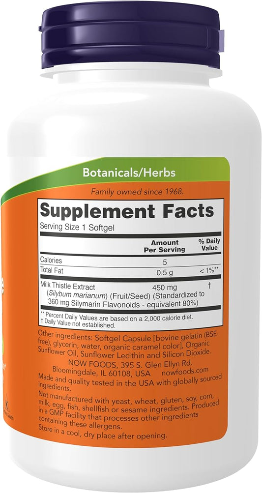 NOW Supplements, Silymarin Milk Thistle Extract, 450 mg, 120 Softgels