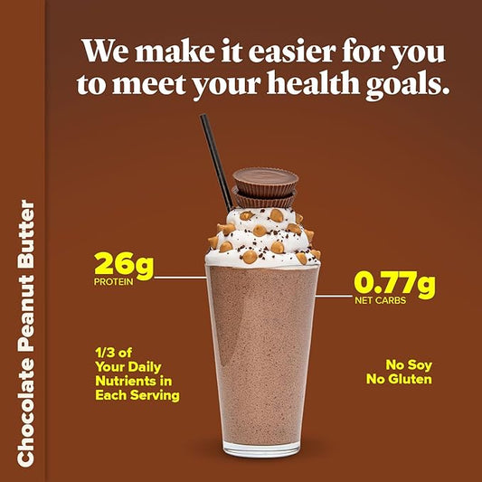 Keto Chow Chocolate Peanut Butter | Keto Meal Replacement Shake Powder | Nutritionally Complete | Low Carb | Delicious Easy Meal Substitute | Protein Rich You Choose The Fat | Single Meal Sample