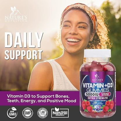 Vitamin D3 Gummies Extra Strength 5000 (125 mcg) 120 Gummies